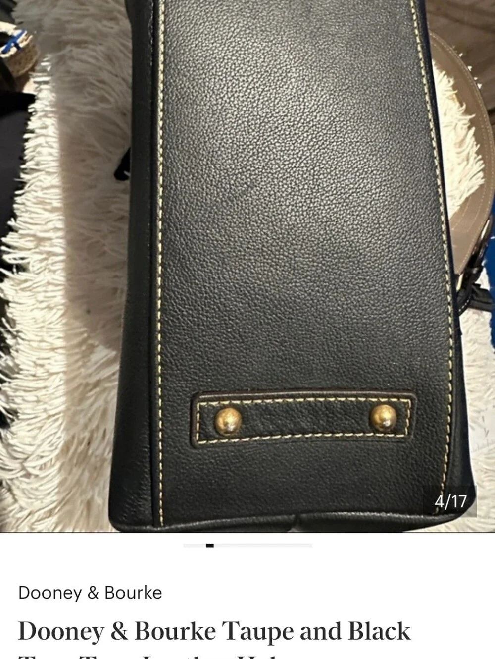 Dooney & Bourke Gray/Black Sophie Pebbled Leather Tasseled Hobo Bag w bag Charm